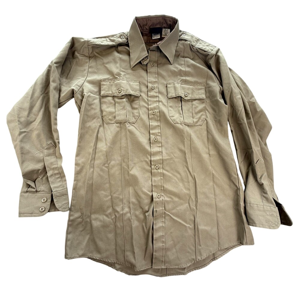 Horace Small Shirt Mens 16 34/35 Beige Deputy Deluxe Uniform Work Long Sleeve